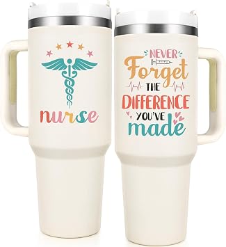 Qtencas Nurse Gifts for Women, Nurse Appreciation Week Gifts, Nurses Practitioner Gift Stainless Steel Travel Tumbler, Graduation Birthday Christmas Gift, Mothers Day Present for Nurses, 40 Oz