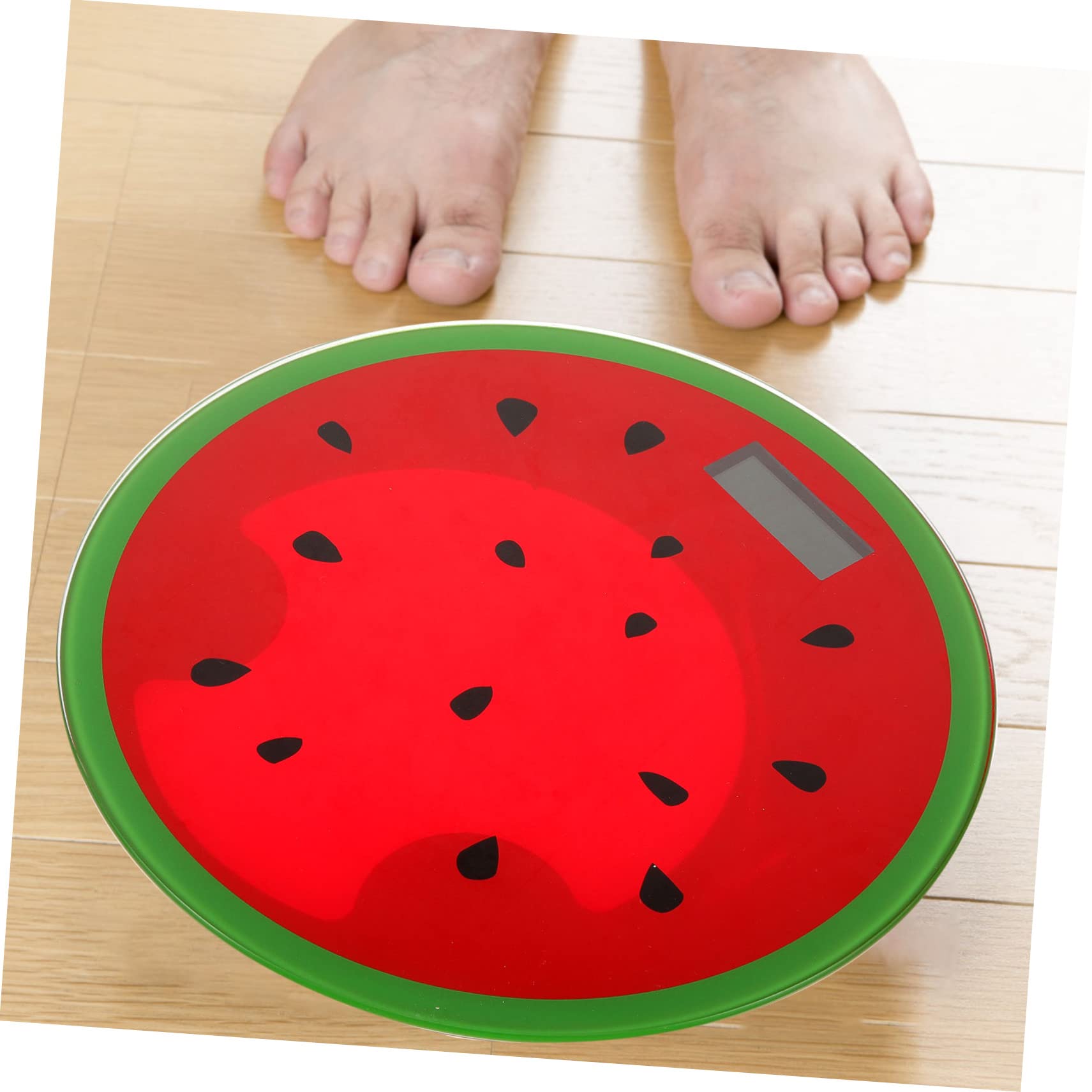 Bilancia Digitale per Persone a Forma di Anguria in Abs | Vetro Temperato, Portatile e Leggera, Portata 0, 2-180kg, 2 Batterie Aaa Non Incluse