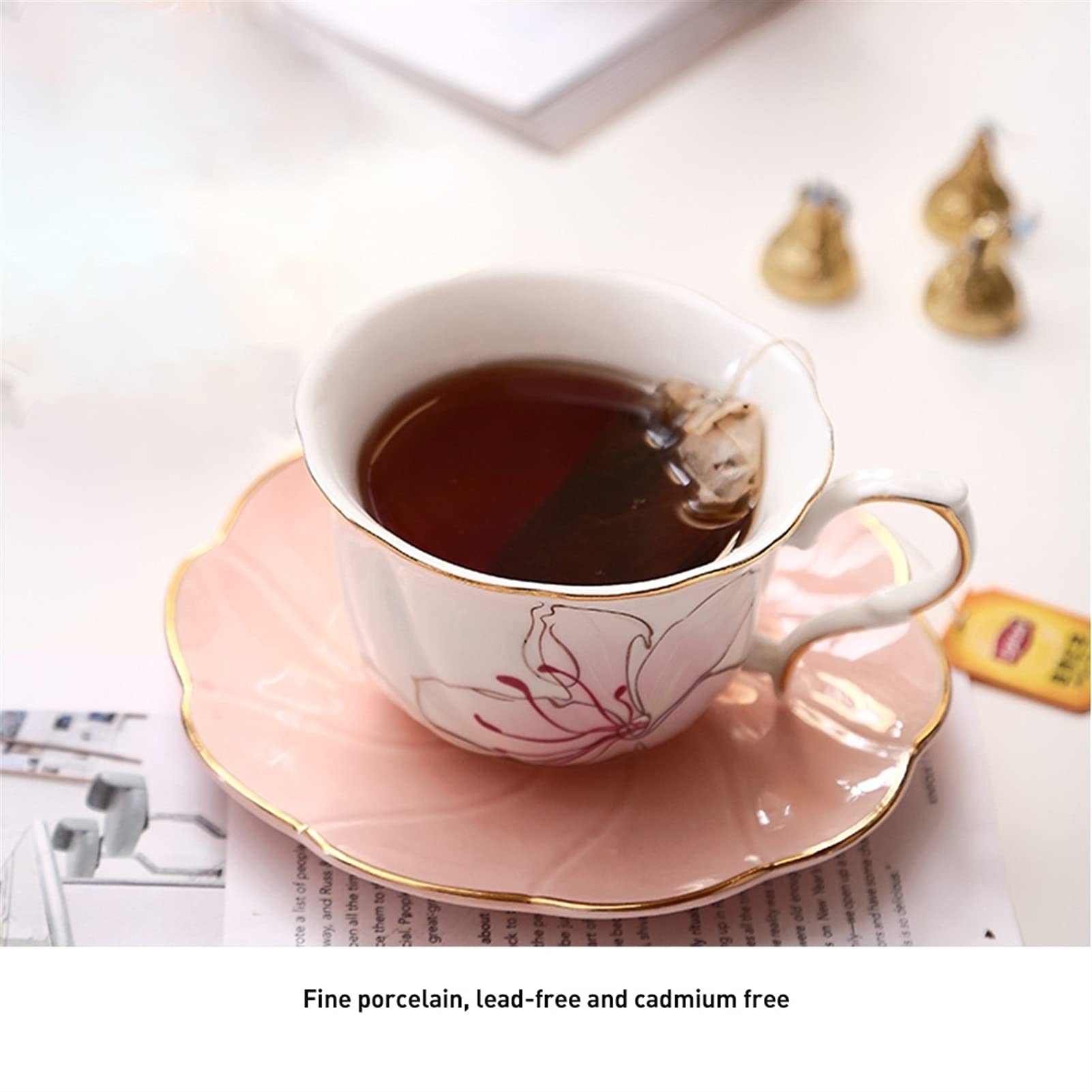 Tazze da caffè tè del tè del tè del pomeriggio in Stile Europeo Casa Dono del Regalo della teiera del Fiore della Tazza di caffè in Ceramica Set di Tazze da caffè(A)
