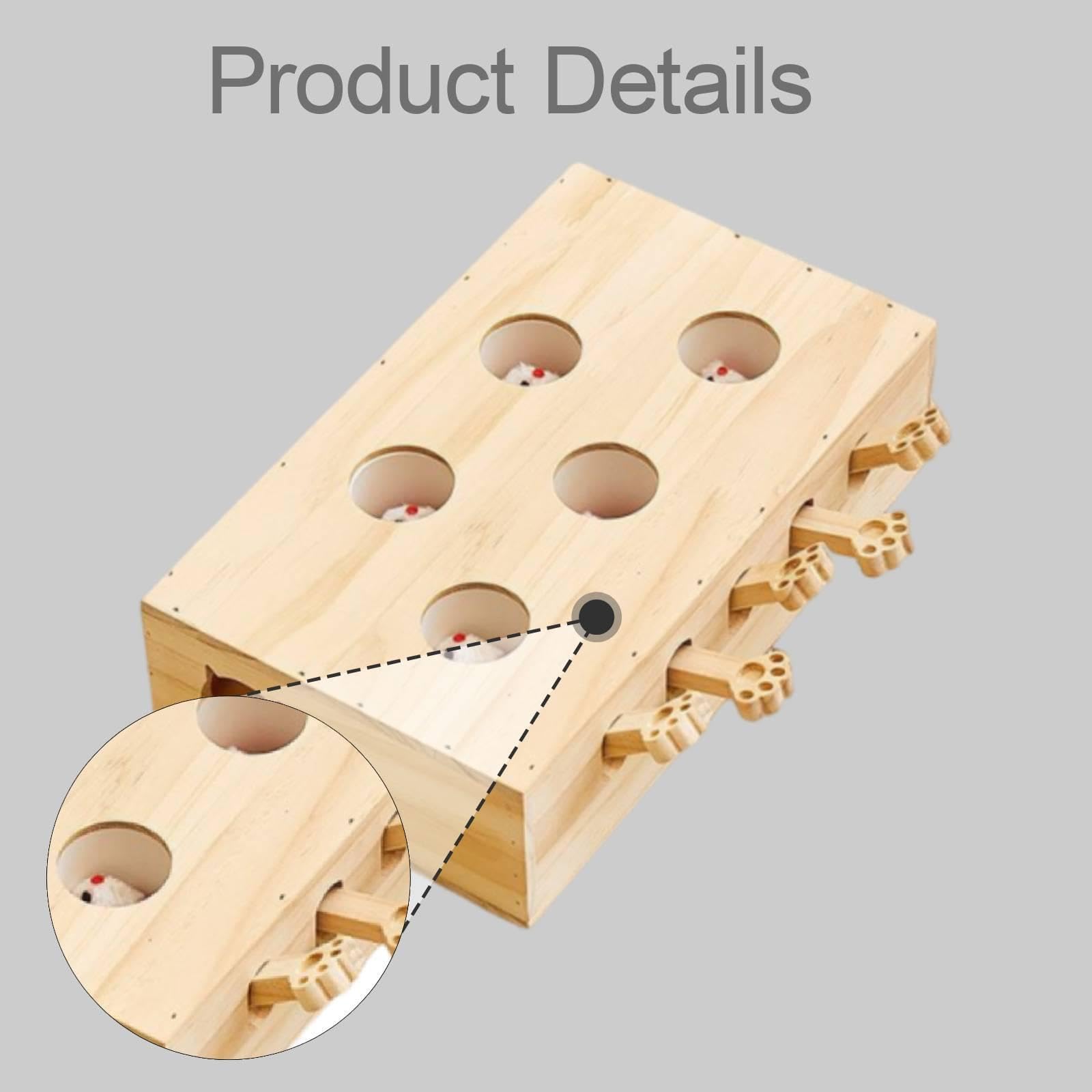 Juguete Interactivo para Gatos Juego Mazes de Madera Accesorio para Mascotas Juguete Puzzle Contribuye a Desarrollo Físico Y Mental Adecuado Pa, 5 Agujeros