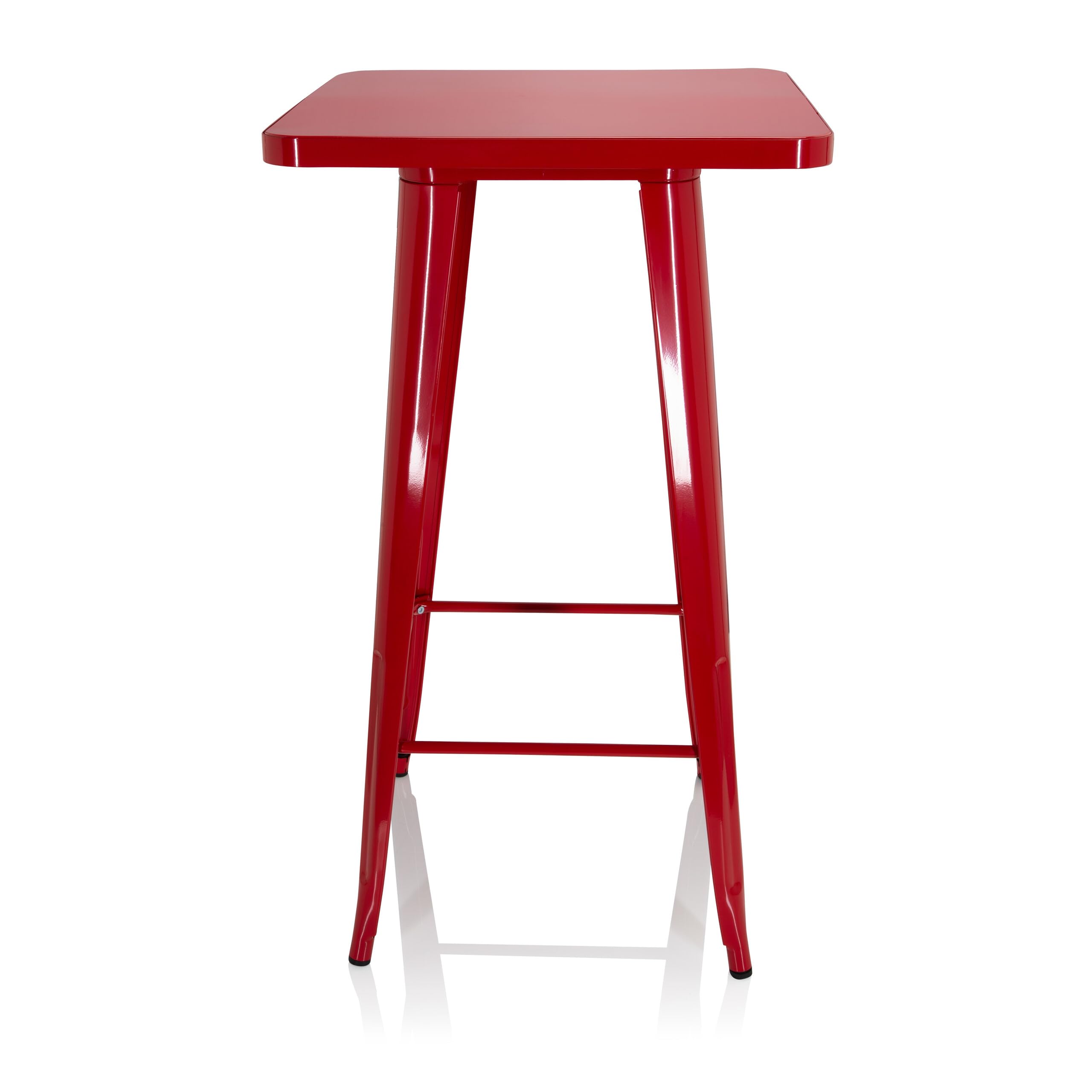 HJH Office 645062 Tavolo da Bar Metallo VANTAGGIO HIGH T Tavolo Alto Quadrato, Stile Industriale, Telaio in Acciaio Resistente, Rosso