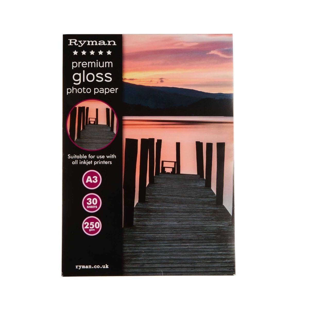 Ryman Premium Gloss Photo Paper A3 250gsm 30 Sheets