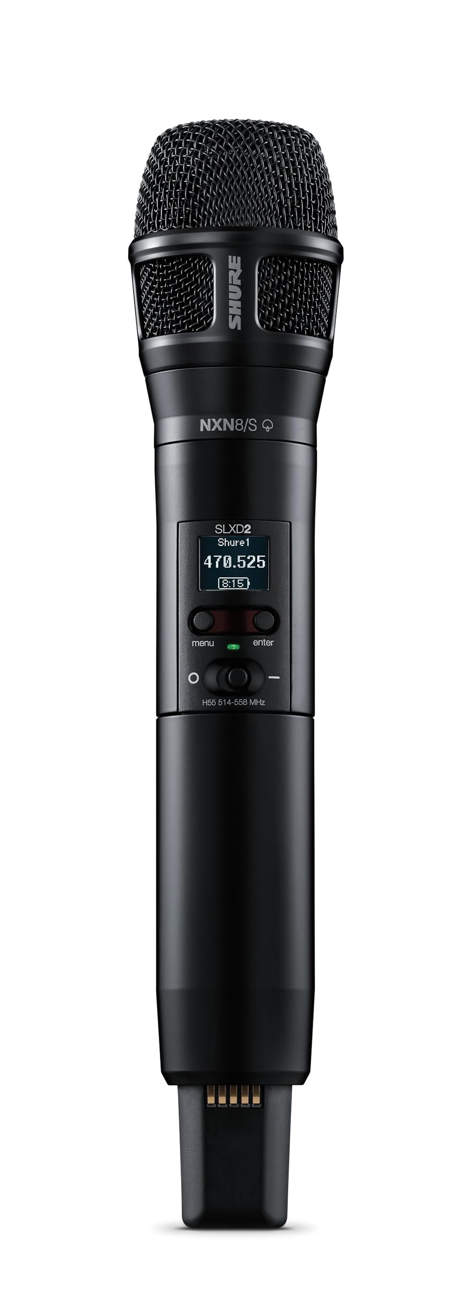 Shure SLXD2/N8SB Handheld Transmitter with Nexadyne 8/S Black Supercardioid Vocal Mic Capsule - for SLX-D Digital Wireless Microphone Systems, Receiver Sold Separately | H55 Band (SLXD2/N8SB=-H55)