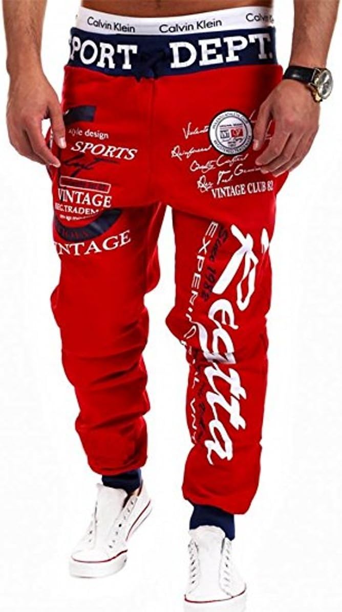 Mens Drawstring Colorful Joggers Hip Hop Sweat Pants Gym Workout Outfit