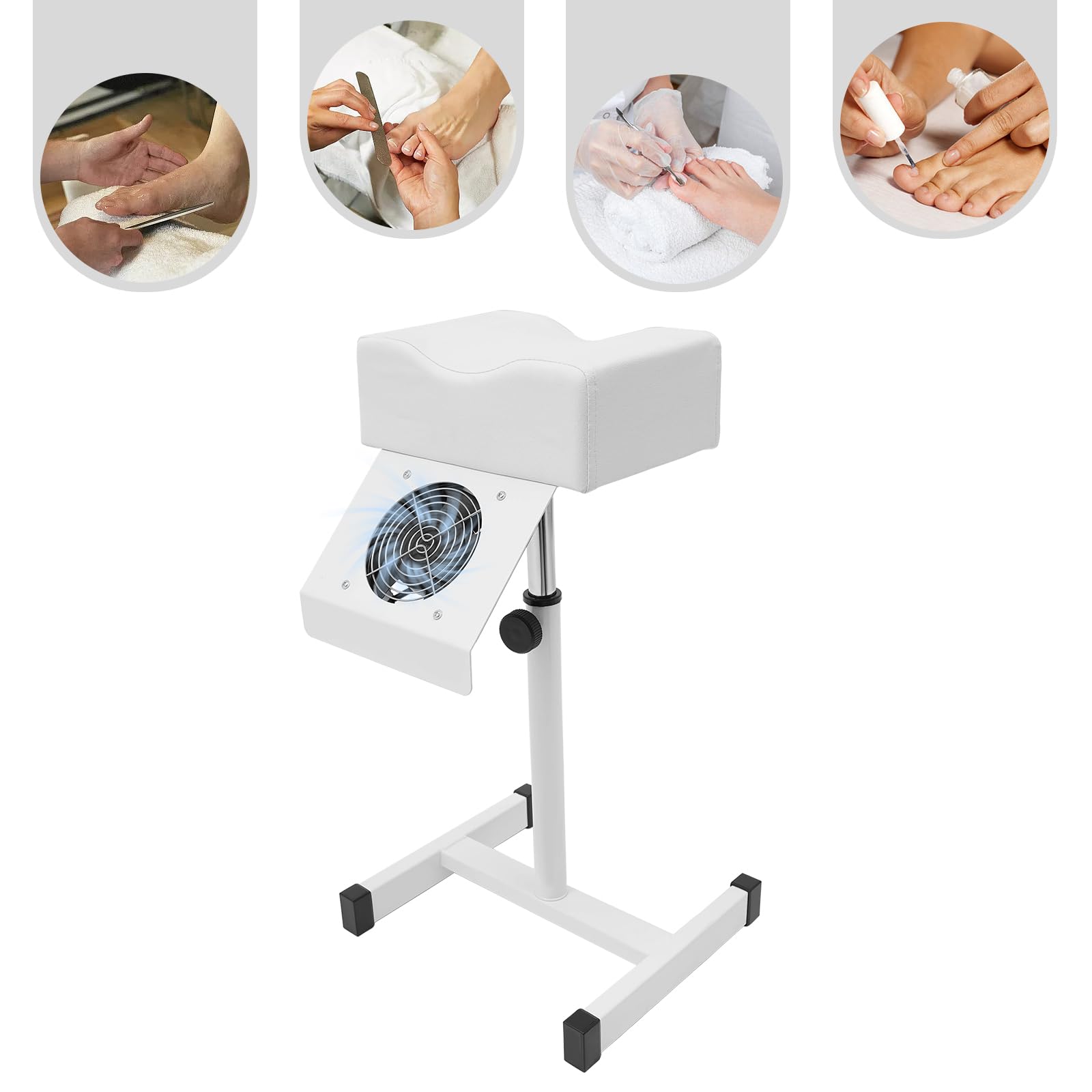 Tabouret de Pédicure Réglable en Hauteur 48-68cm, Base en H Aspirante avec Coussin pour L'utilisation Commerciale dans Les Salons et Les Spas