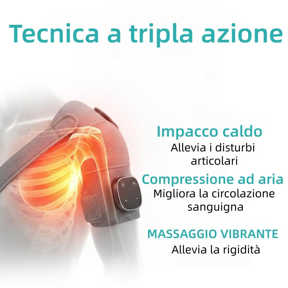 Hewelth ReliefChain Therapy Device massaggiatore per spalle triple method, 5 Livelli di Riscaldamento, 3 Modalità di Vibrazione, Ricaricabile Per Uomini e Donne
