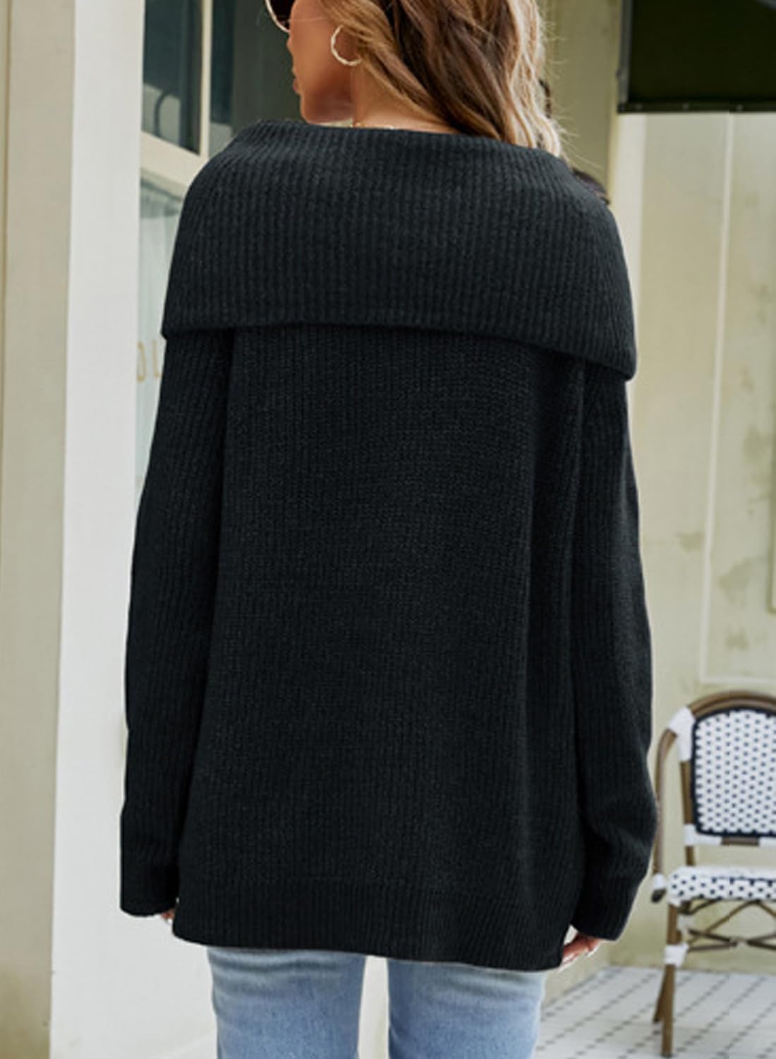 crazy bean Maglione Donna Elegante a Collo Alto Maglie Pesante a Maniche Lunghe Caldo Dolcevita Lungo Pullover Invernale in Maglia Oversize