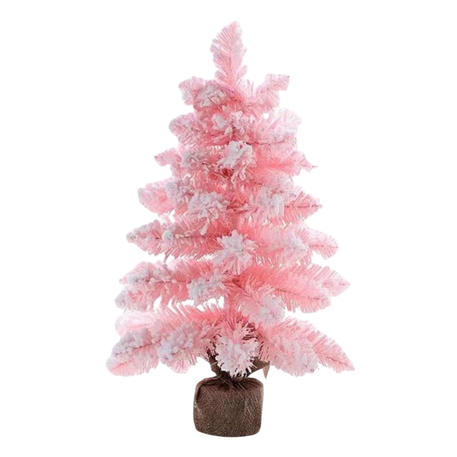 Árbol de Navidad Rosa de 30 cm, miniárbol Artificial Flocado for Escritorio, Ideal for decoración navideña del hogar.(45cm)