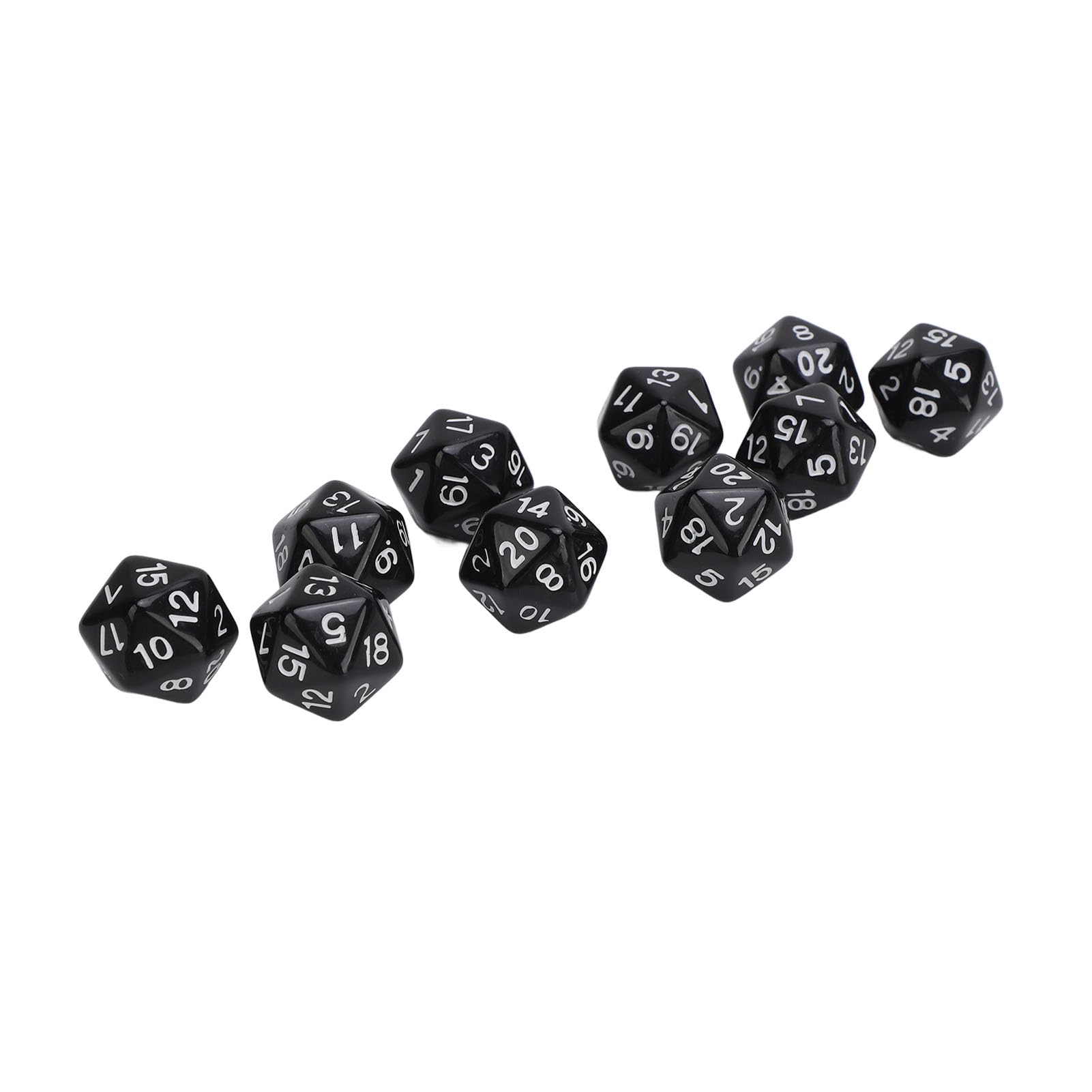 Polyhedral Dice Set 10PCS Lightweight Durable Plastic 20 Sided Role Playing Table Game Dice for Board Games Math Learning Classroom Activities (Black) - Image 2