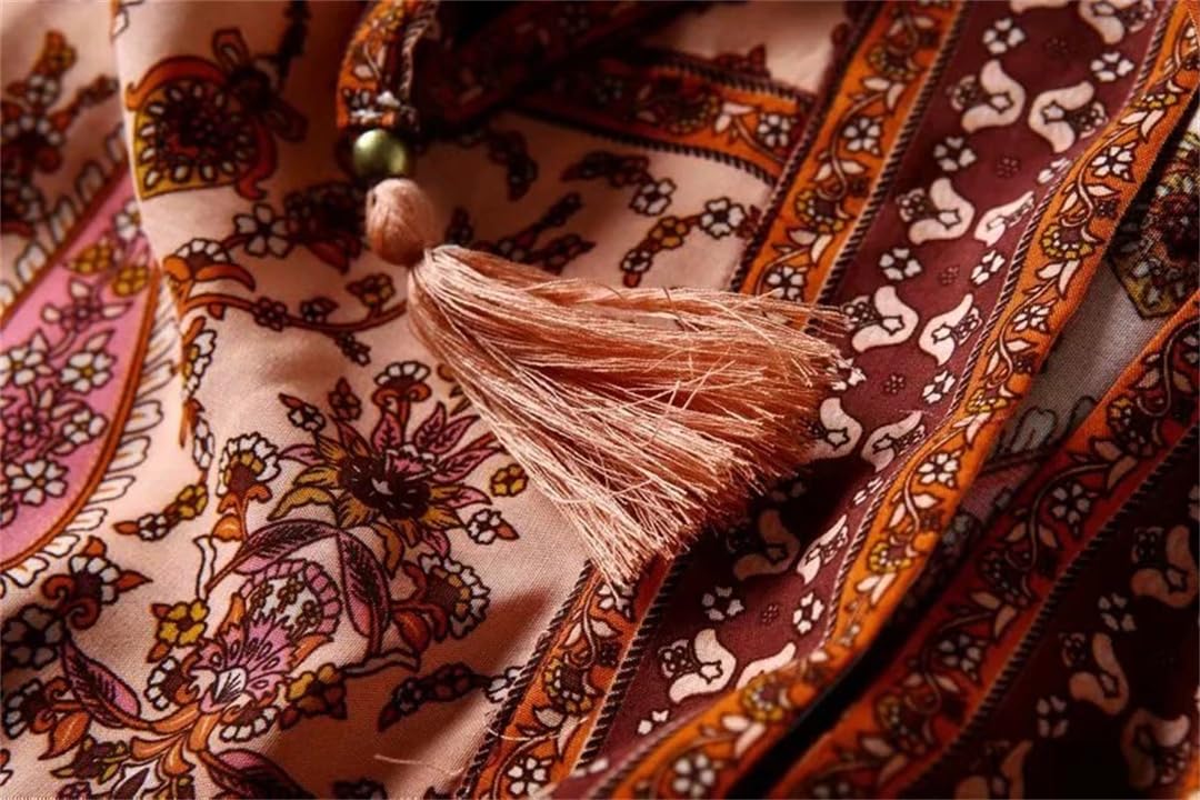 Disimlarl Kimono bohemio con estampado floral para mujer, cuello en V, mangas murciélago, bata larga para cubrir el bikini