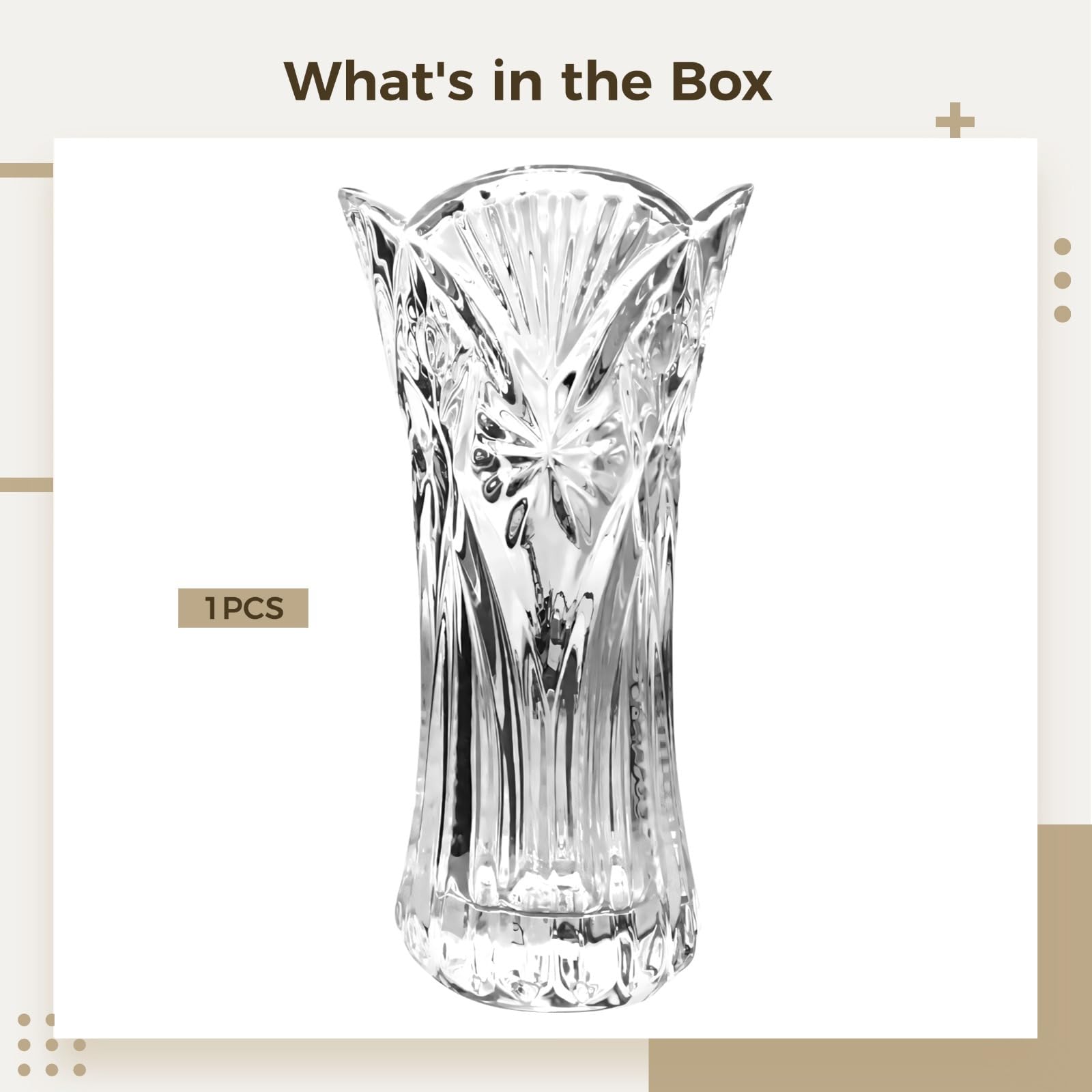 Jarrón de cristal con diseño de pétalos, 29 cm, sin plomo, estilo elegante para decoración floral y del hogar