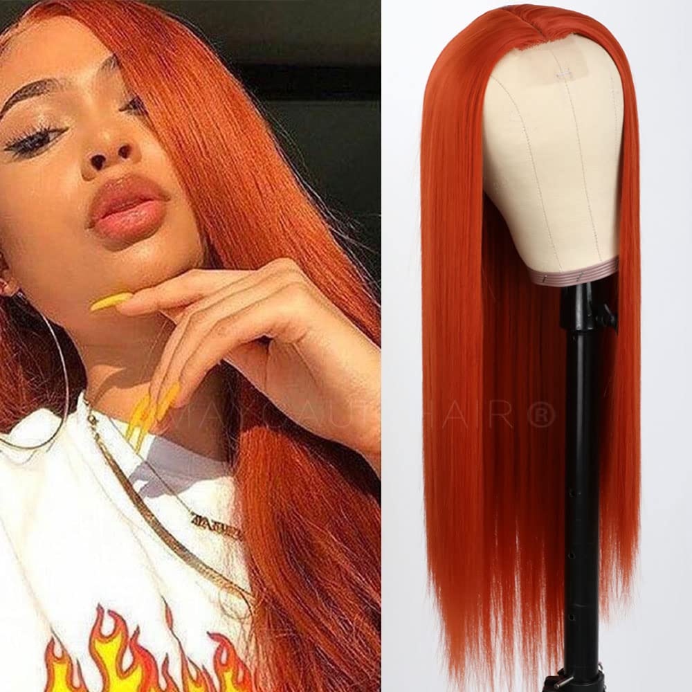 MaycaurPink ace Front Wigs Long Straight Hair 14 Inch Wigs for Fashion Women Synthetic Lace Front Wigs with Natural Hairline
