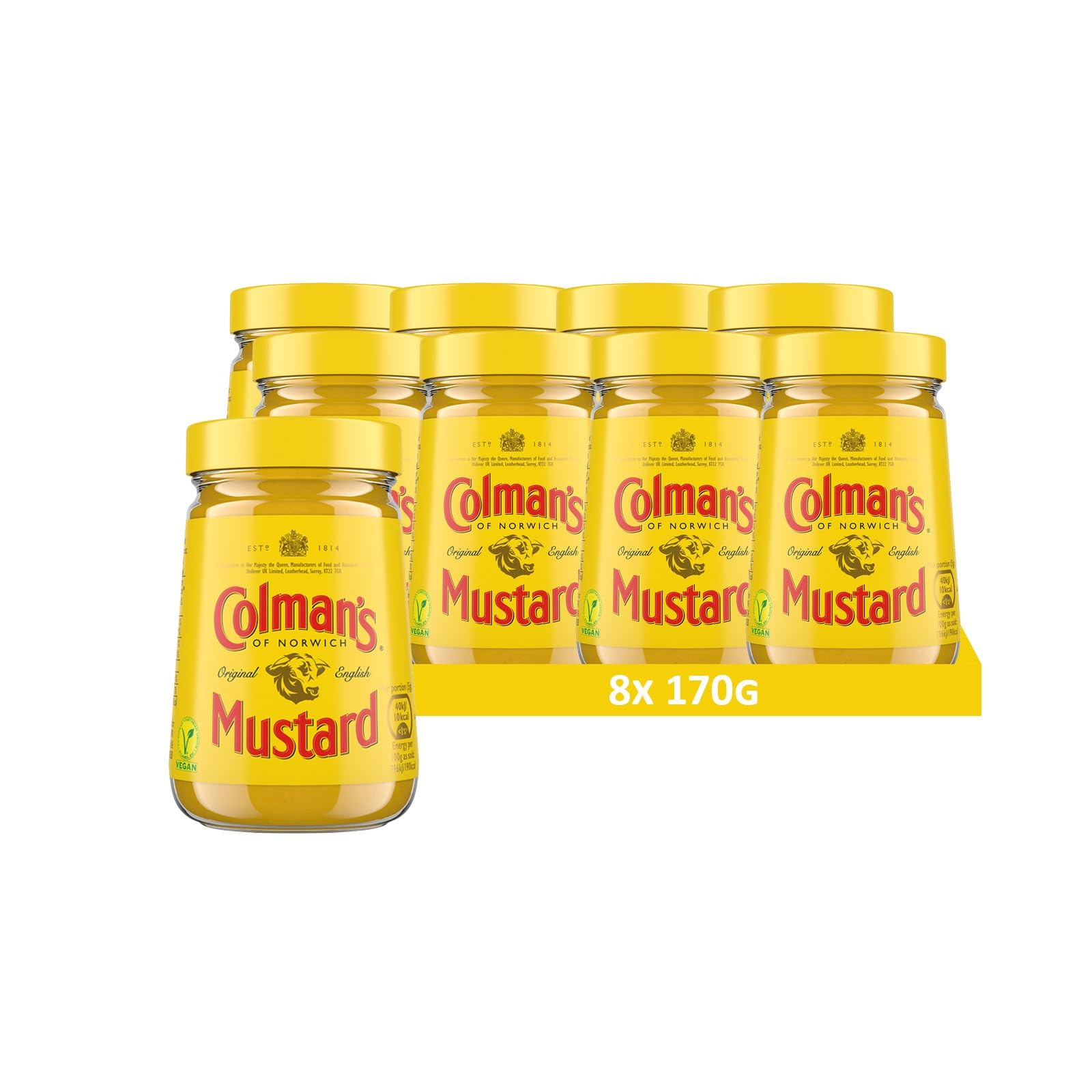 Colman's Original English Mustard Mustard made with double-milled, superfine condiment for spicing up your meals 8x 170 g
