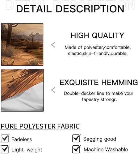Miniatura 7 de MeguMoon Tapiz de paisaje del desierto, tapiz de montaña del desierto occidental, tapiz de paisaje del desierto, tapiz vintage bohemio para