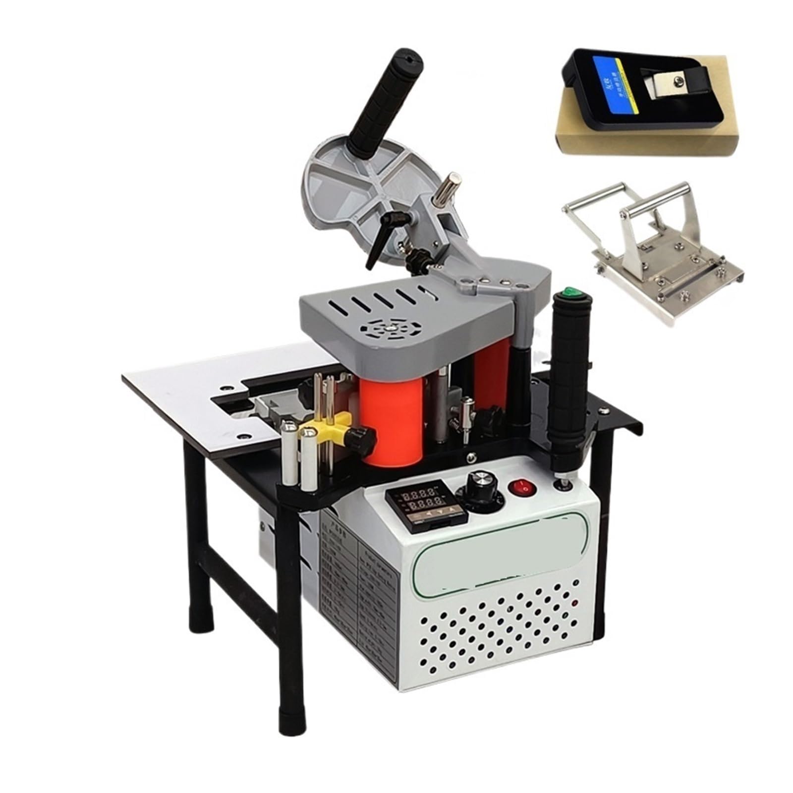 Wood Manual Edge Banding Machine PVC Portable Bander Double Side Gluing 1200W Woodworking Machinery MY50 Operates Smoothly Performs Well(Add Trimmer Set)