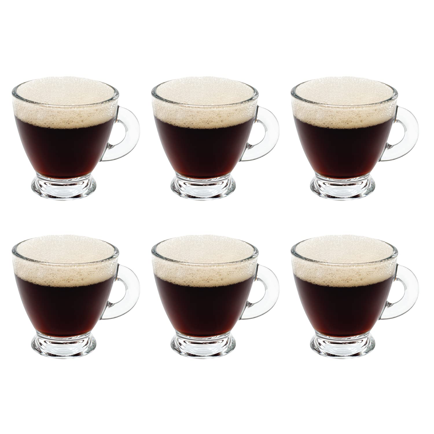 Vikko Espresso Cups, 3.25 Ounce Small Coffee Cups, Set of 6 Clear Glass Coffee Mug