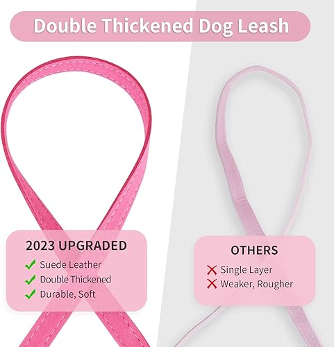 Miniatura 3 de Collar de perro con diamantes de imitación con correa, collar de perro brillante de Epesiri Bling, lindo collar de perro rosa, collar de diamantes