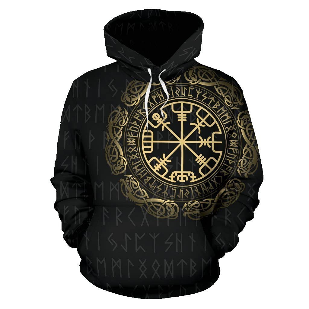 Sweat à capuche Viking graphique Vegvisir mythologie nordique impression 3D - 4