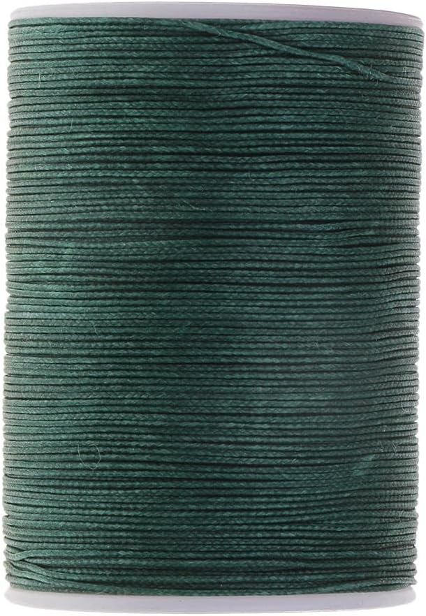 misppro 1 Spool 130 Meters 0.5mm Round Waxed Thread Leather Hand Sewing Stiching Cord - Green