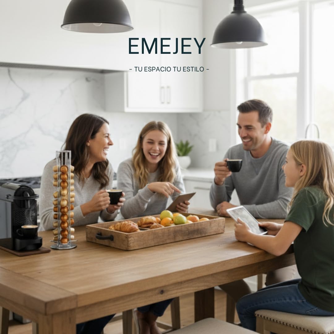 Soporte Cápsulas de Café Compatible con Nespresso - 40 Cápsulas - Giratorio 360º - Organizador de Cápsulas de Acero Cromado Inoxidable - Base Antideslizante | Incluye Lápiz Decorador