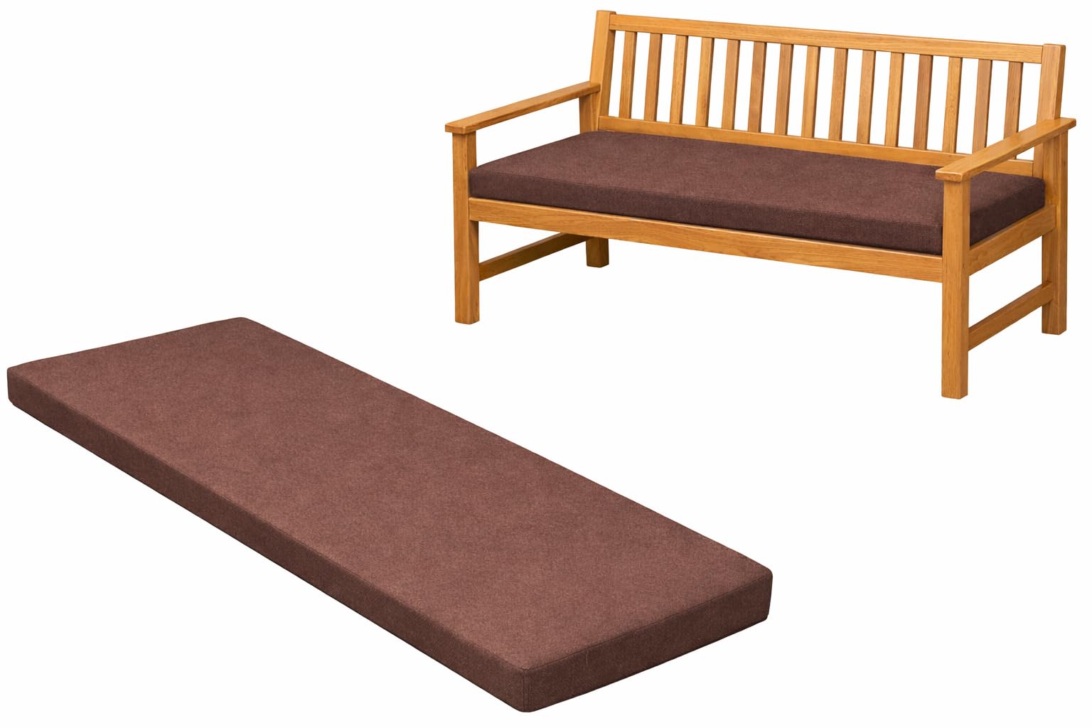 Brillars 100% Waterproof Garden Bench Cushion for 2/3/4 Seater – Outdoor Long Seat Pad with Removable Cover for Patio, Lawn, Garden, Office & Coffee Shop (2 Seater-108x45x6cm, Brown) — image 1