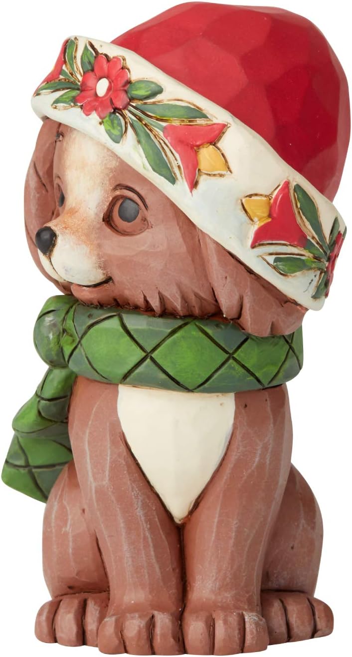 Enesco Jim Shore Heartwood Creek Christmas Puppy Miniature Figurine, 3.5 Inch, Multicolor