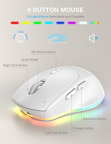 Miniatura 7 de SABLUTE Combo de teclado y mouse inalámbricos, 9 efectos retroiluminados, reposamuñecas, soporte para teléfono, teclados ergonómicos sin retrasos de