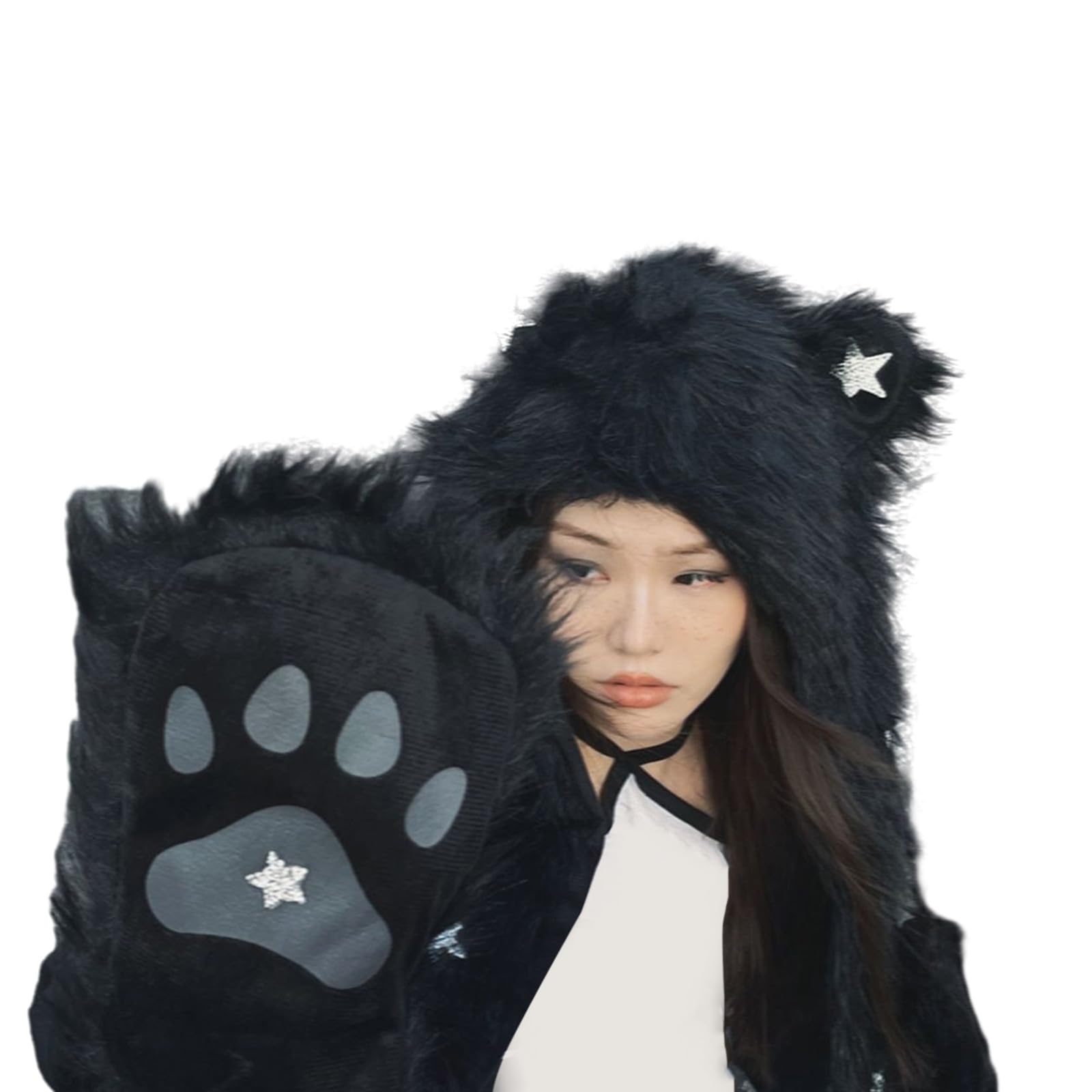Punk - Accesorios de invierno suaves y cálidos para sombrero, bufanda y guantes para clima frío punk