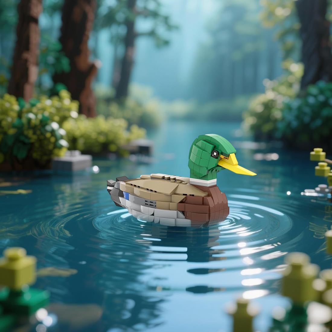 Stockente Klemmbausteine Set, MOC Mallard-Modell für Schreibtisch- und Regaldekoration, Kreatives Display- und Sammlermodell für Erwachsene, (301 Teile)