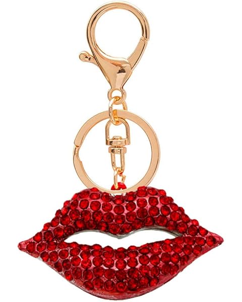 Big 3D Hot Lips Shape Sparkling Charm Blingbling Keychain Crystal Rhinestone Pendant