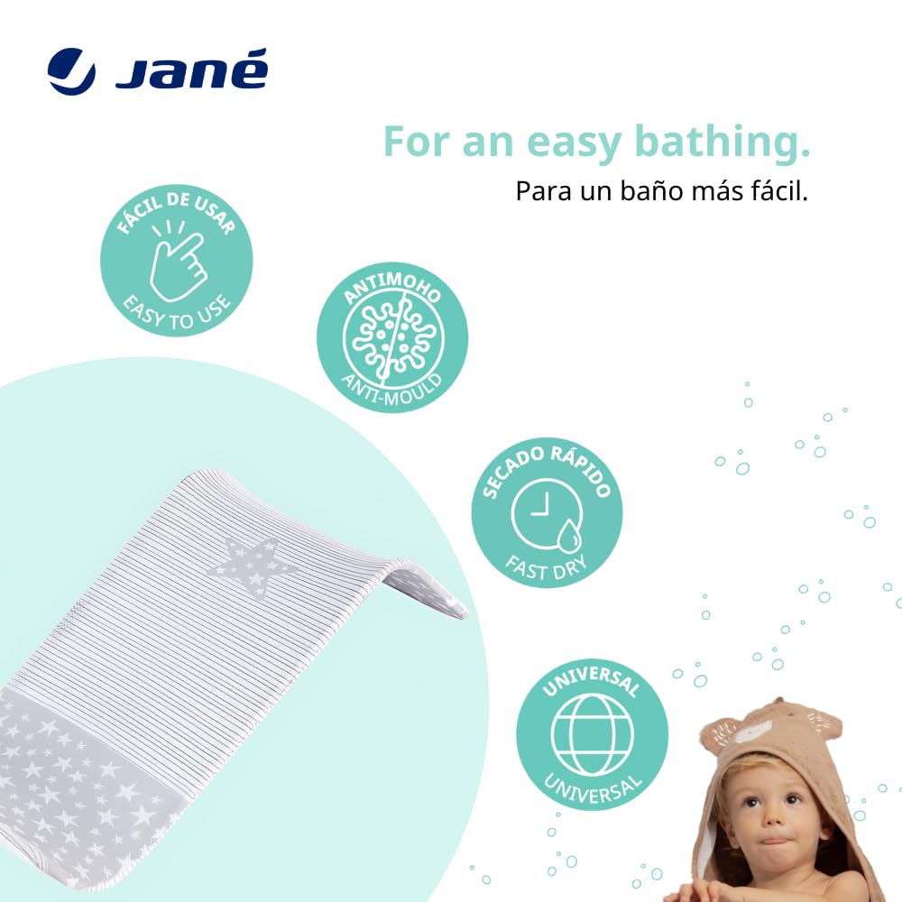 Jané Hamaca de Baño para Bebé, de 0 a 6 meses, para Bañera o Plato Ducha, Antimoho, Apto Lavadora