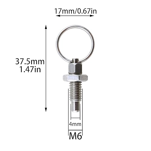 Miniatura 2 de MEETOOT 2 unidades de émbolo de resorte con anillo de tracción M6 émbolo índice con anillo de tracción de resorte cargado con resorte retráctil de