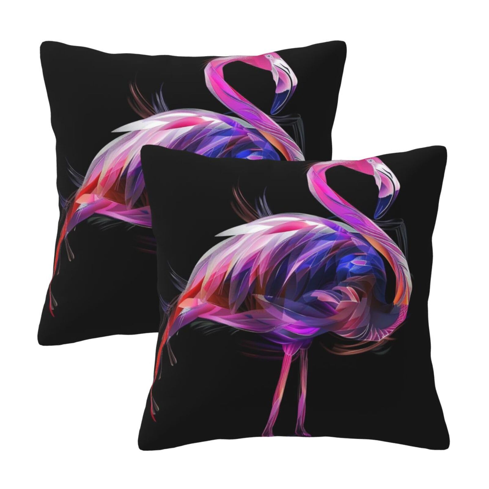 kkvhhyuo Abstract flamingo Print Pillow Covers Set of 2, Square Decorative Cushion Covers with Hidden Zipper, Throw Pillow Cases for Living Room Sofa Bed Chair, 50x50 cm
