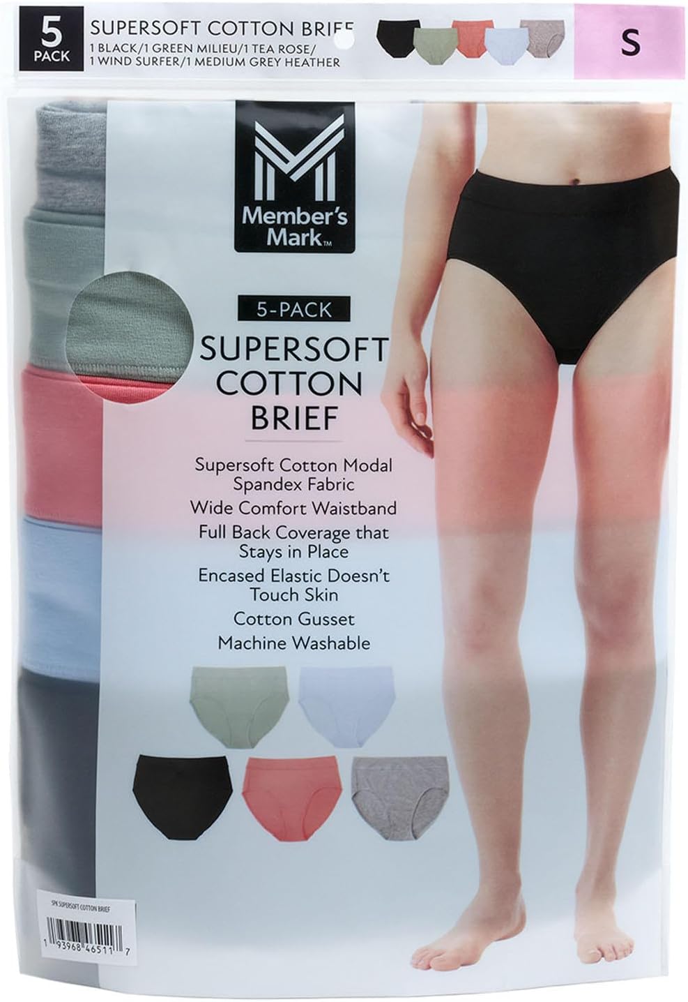 Member's Mark Cotton Panties for Women Pack Comfortable Womens Underwear Hipster Bikini Briefs - Fashion Pack X-Large