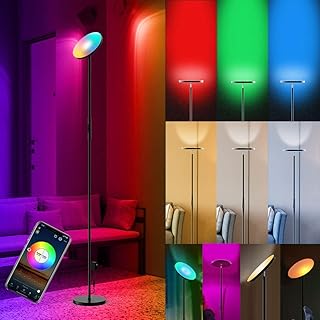 LED Smart Lampada da Terra RGB Alexa Intelligente Salotto Piantana da Terra Dimmerabile Controllo Vocale Piantana Lampada per Soggiorno Ufficio Camera da letto Lavorare con Smartphone Google Assistant