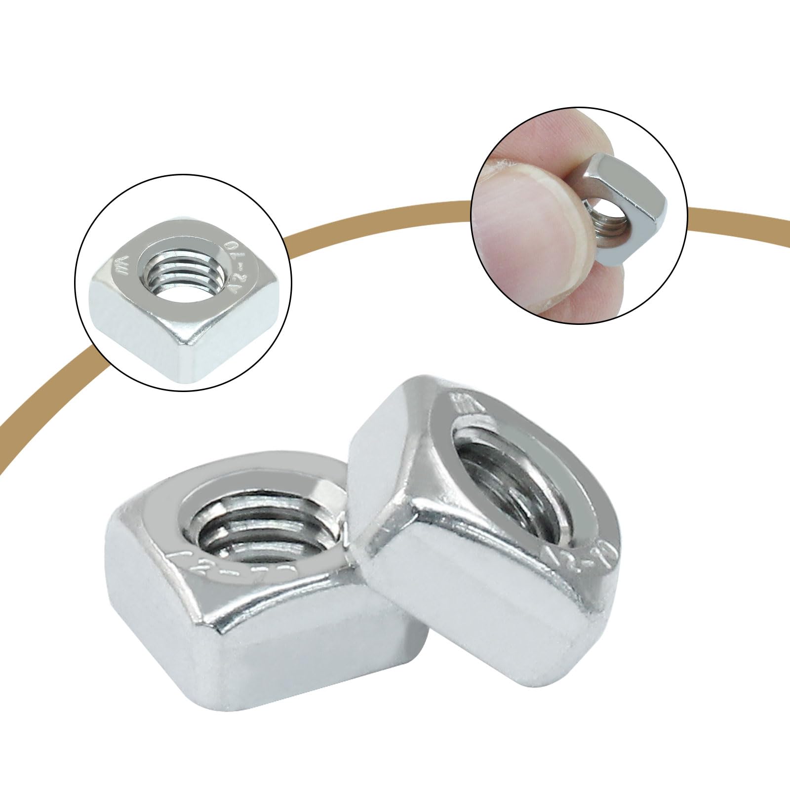Stainless Steel Square Nuts - 50 Pack M6 -4