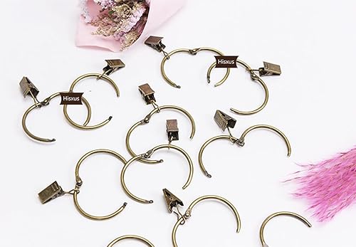 Miniatura 3 de 40 clips de cortina que se abren con anillos de latón antiguo de 1.26 pulgadas, clip decorativo de metal fuerte para cortina, a prueba de óxido,