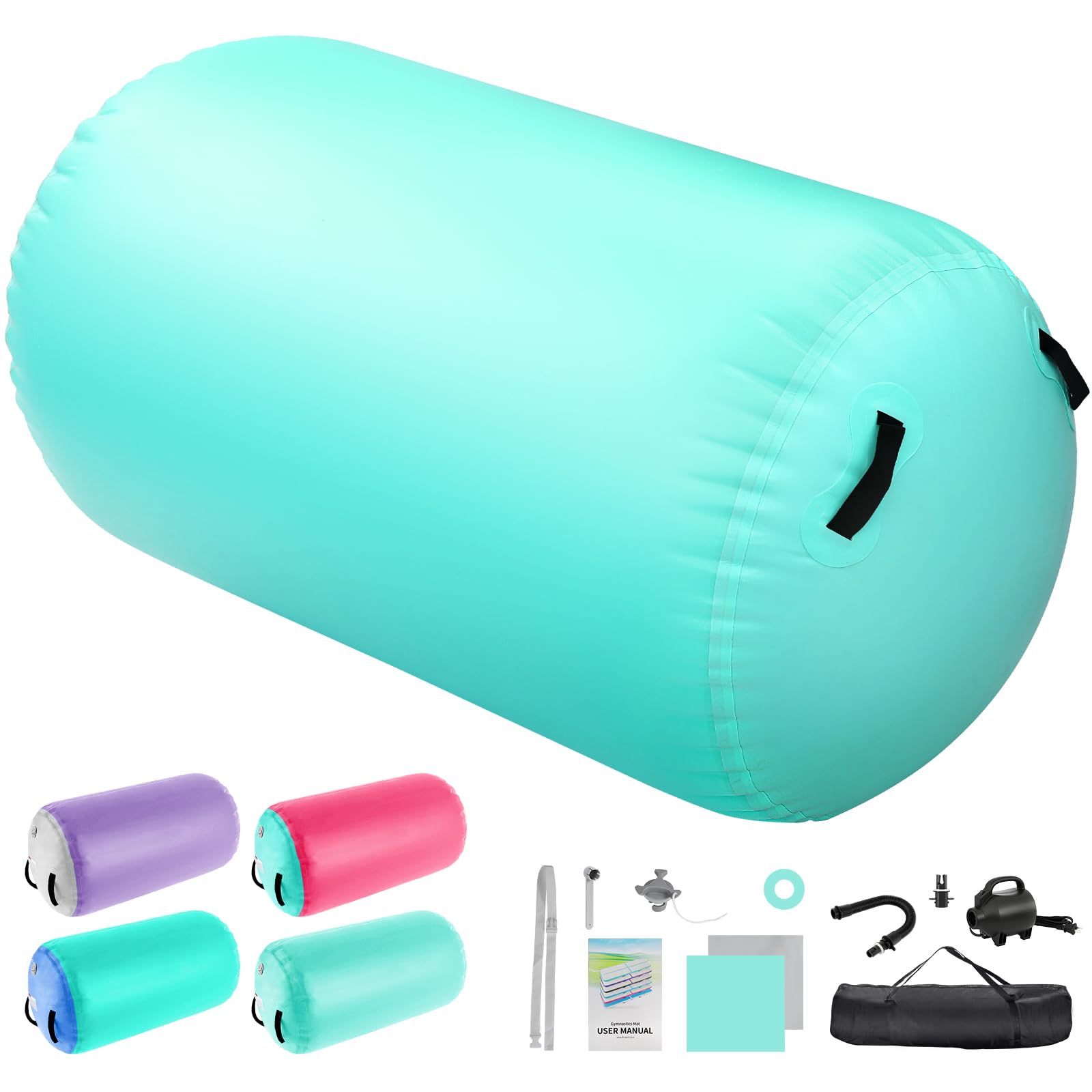 Air Roller Barile Gonfiabile con Pompa Elettrica 600W | Tappetino Ginnastica Artistica, Yoga, Acrobazie, Fitness, Equilibrio, Taekwondo, Palestra | Include Borsa Trasporto