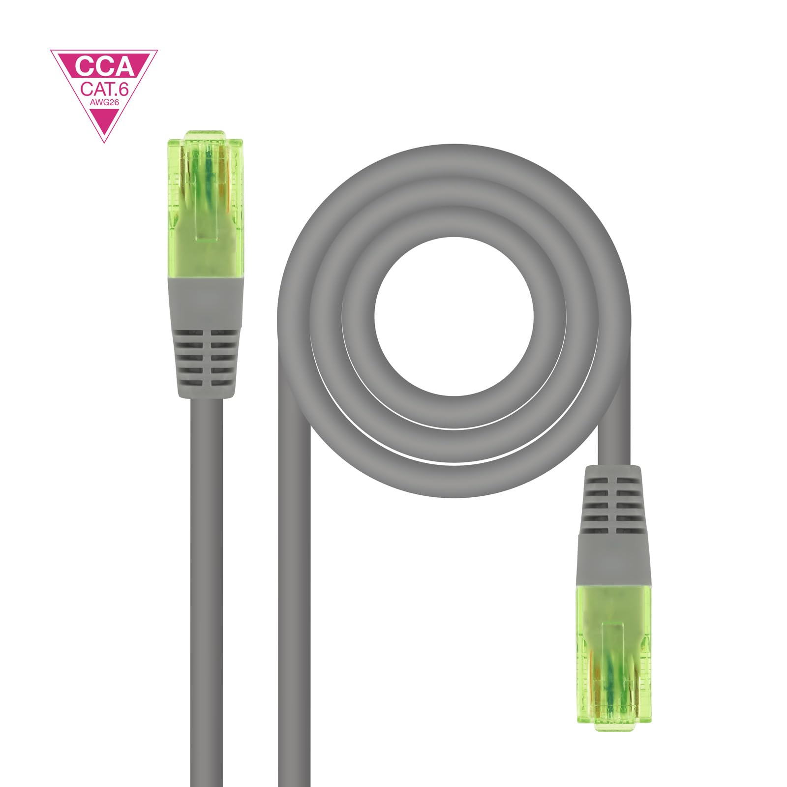 Cavo Di Rete CAT.6 UTP 20m NANOCABLE | RJ45 CCA AWG26 | Grigio | Adatto Per Connessioni Fino A 10 Gbps