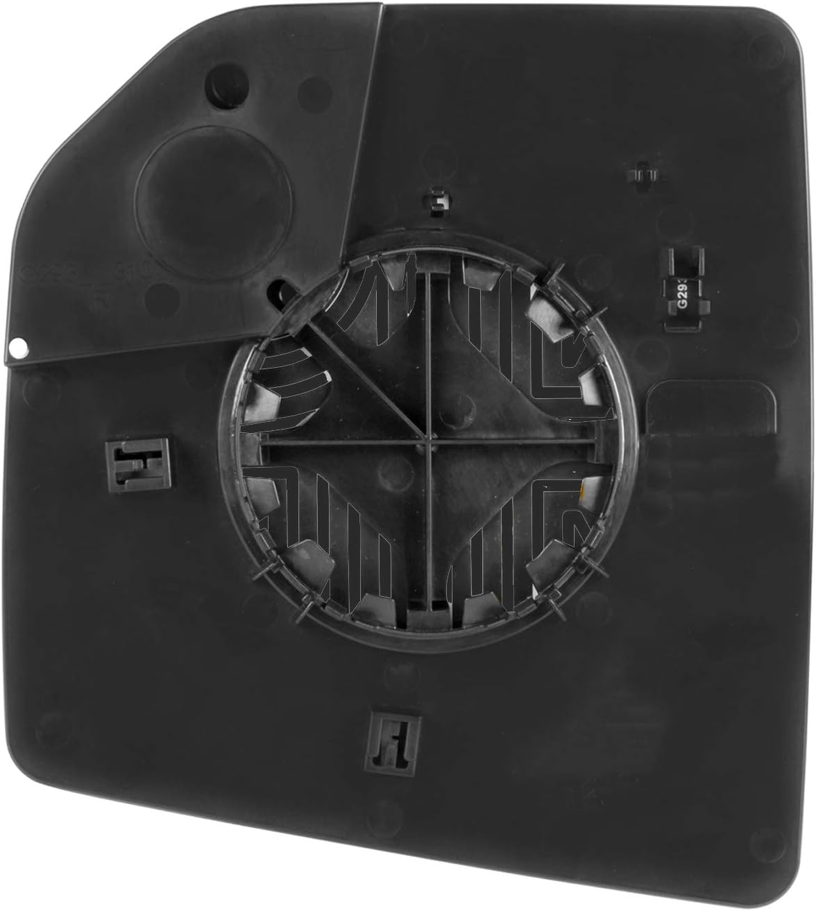 Passenger Side Non-heated Mirror Glass w/backing plate, Ford F150 adjustable spot mirror, w/o tow pkg, w/o auto dimming, w/o blind spot detection system, 7 15/16" x 7 3/16" x 9 1/2"
