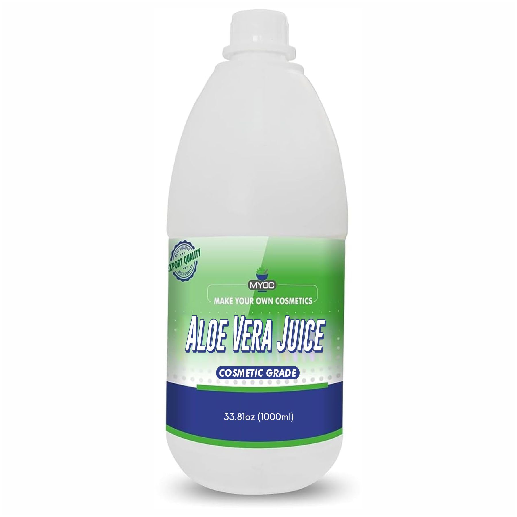 Myoc Aloe Vera Juice – Cosmetic Grade | Suitable for DIY Skincare, Haircare & Cosmetic Formulations - 1 L / 33.8 Fl Oz