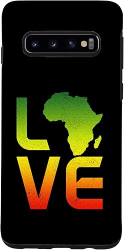 Galaxy S10 Africa LOVE African Map Black Pride Ethiopian Flag Roots Case