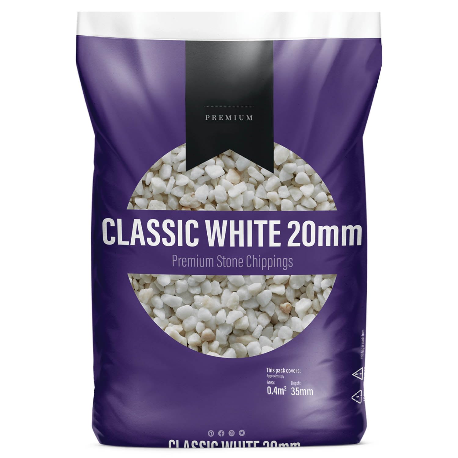 UNIQUE HOME LIVING UHL Decorative Stone Chippings Rock Slate Garden Patio Gravel Aggregates for Driveway Paths Landscape Flower Bed, Natural Stone Pebbles for Plant Pots Vases, CLASSIC WHITE 10-20mm