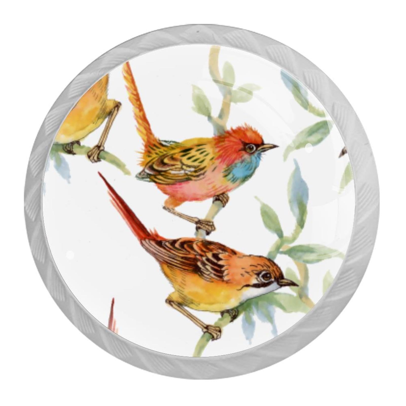 Tqmspg 4 Pieces Drawer Pulls Birds on Branches Door Knobs Dresser Handles for Kitchen Wardrobe Cupboard Hardware Furniture