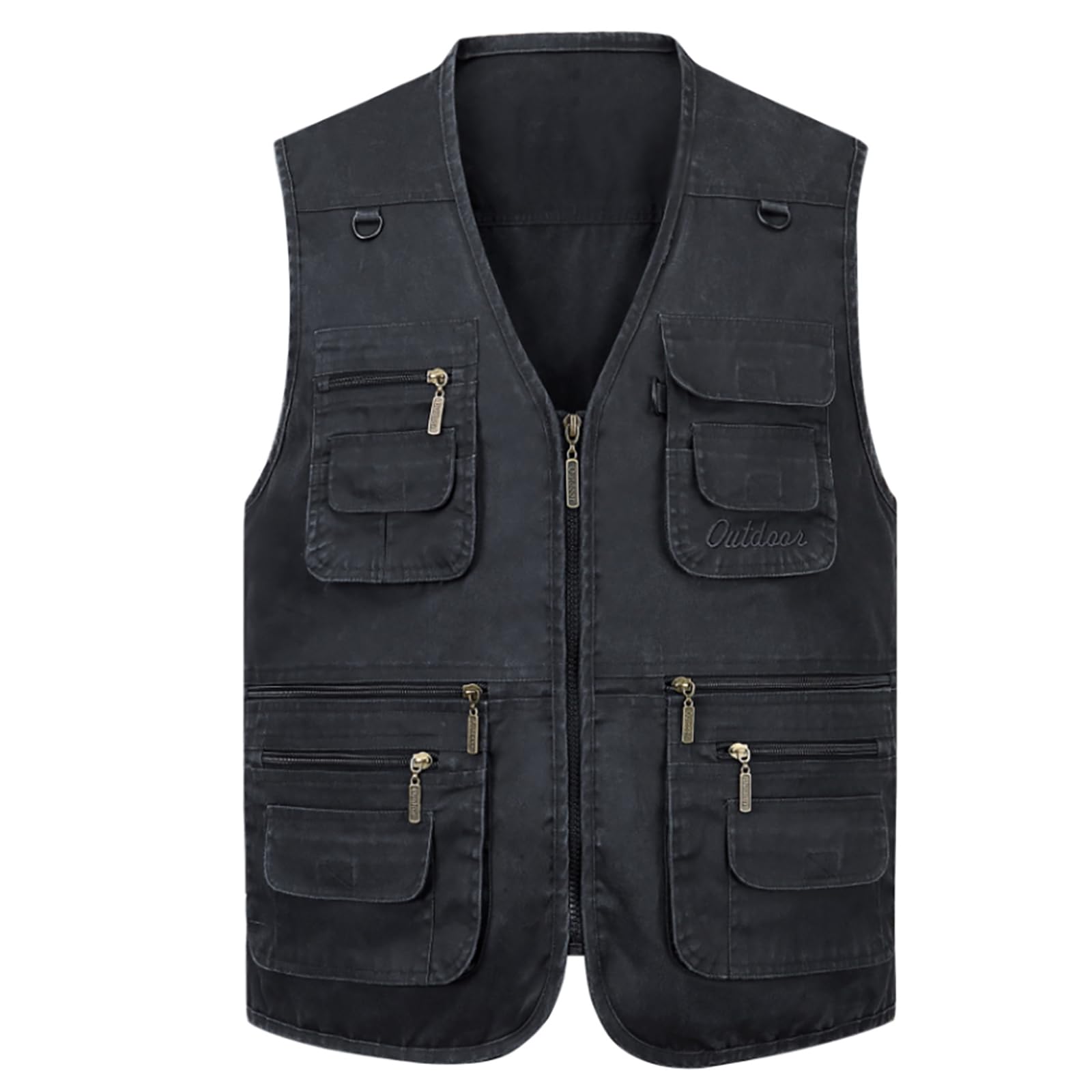 Mire Hombres Chaleco de Pesca con Multibolsillos Secado Rápido para Fotografía Caza Cámping Viajes Respirable(Size:L,Color:Gris)