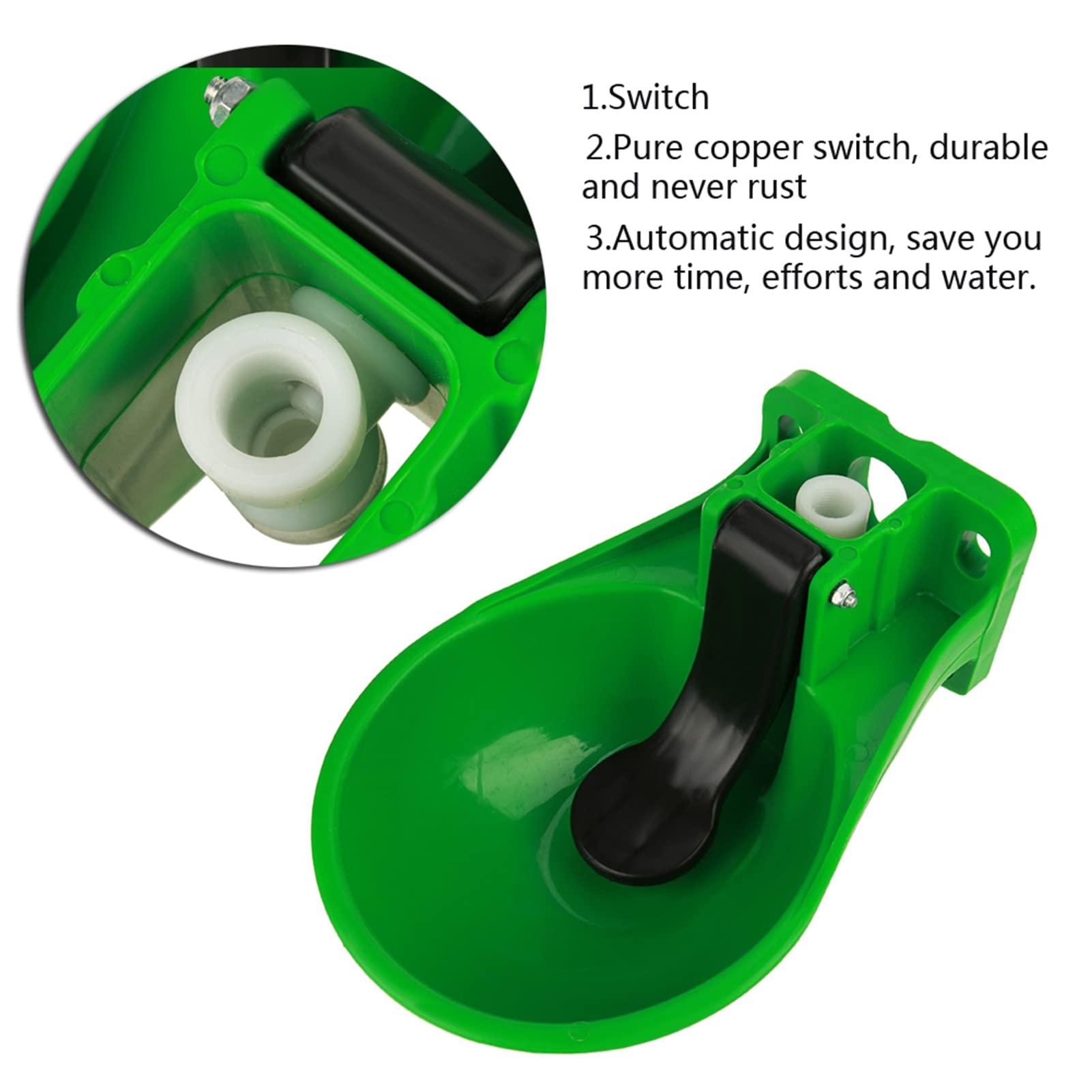 Bicchiere automatico di plastica per animali Abbeveratoio per animali Abbeveratoio per acqua Valvola per interruttori Valvola per mucche ovine Contenitore per cavalli Cavalli Capre Asino Pollame