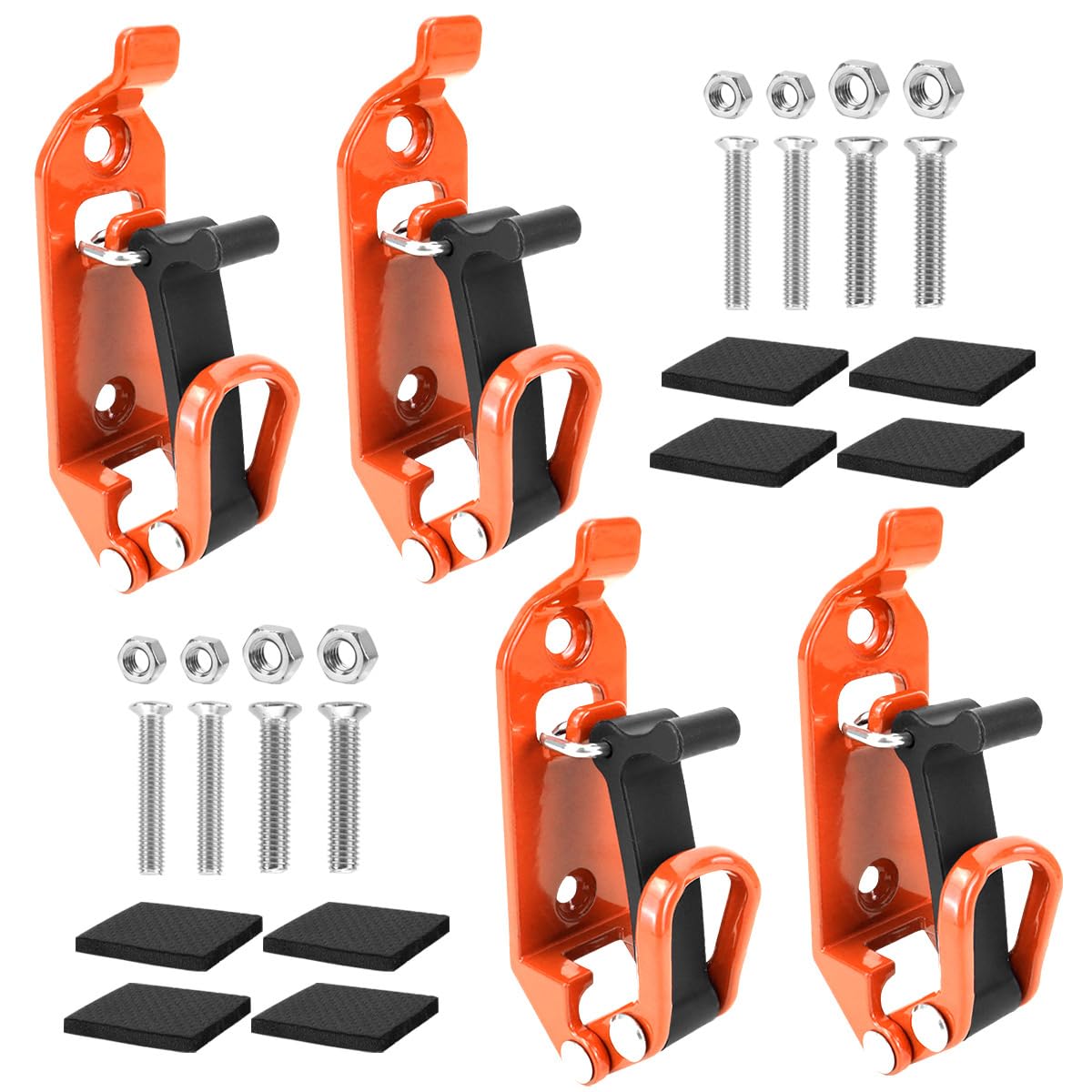 HNBCYRND Shovel Mount for Roof Rack,Metal Rubber Clamps,Wall Mounting Brackets,Quick Release Axe Holder Kit,Car Accessories Clamp Brackets Truck,Boats Overlanding Gear (4 items,Orange)