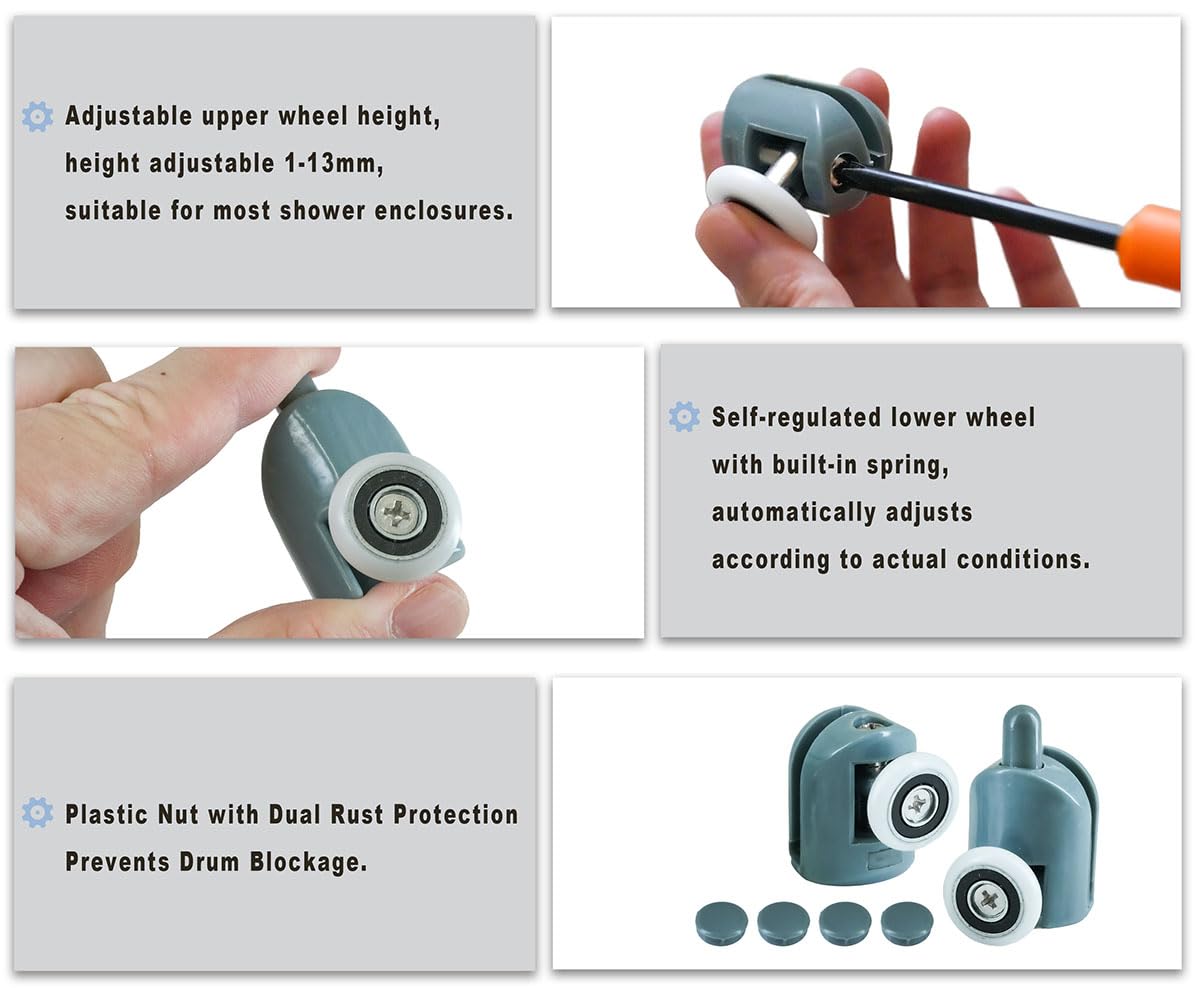 ciciment 8pcs Shower Door Rollers,Single Wheels - Image 3