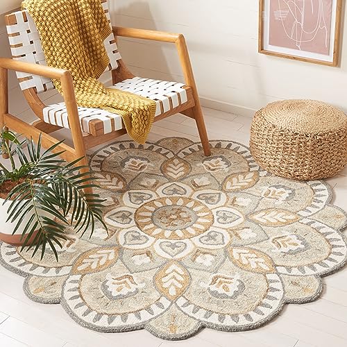 SAFAVIEH Novelty Collection Area Rug - 10' Round, Ivory/Beige, Ge...