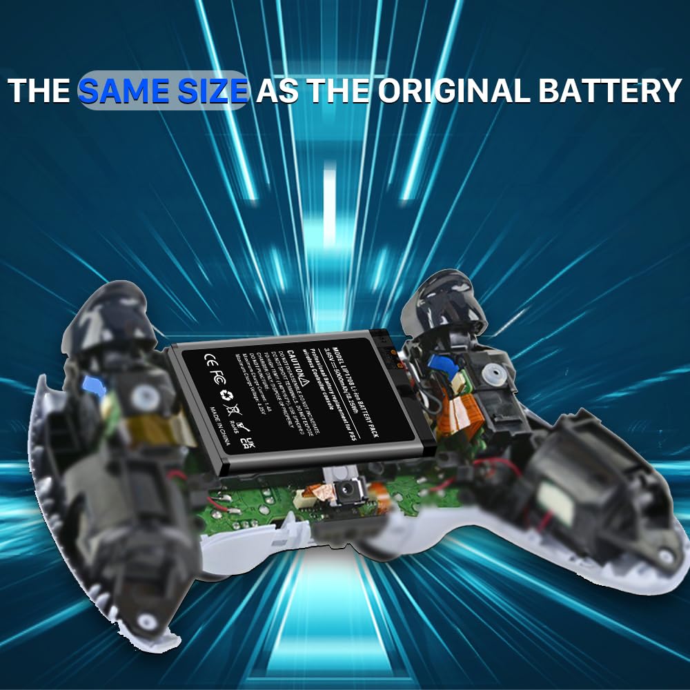 2 Pack PS5 Controller Batteria, 5000mAh Sostituzione LIP1708 Batteria per PS5 Playstation 5 DualSense CFI-ZCT1W Controller